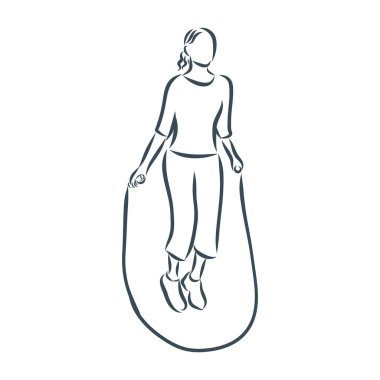 Adam ip atlıyor. vektör çizimi çizimi