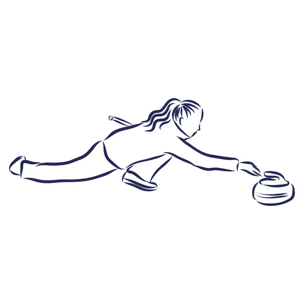 Joueur Curling Illustration Vecteur Sur Fond Blanc — Image vectorielle