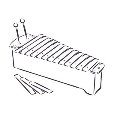 Ksilofonun el çizimi, çizimi, karikatür çizimi