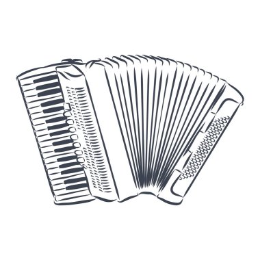 Accordion Musical instrument doodle style sketch illustration hand drawn vector clipart
