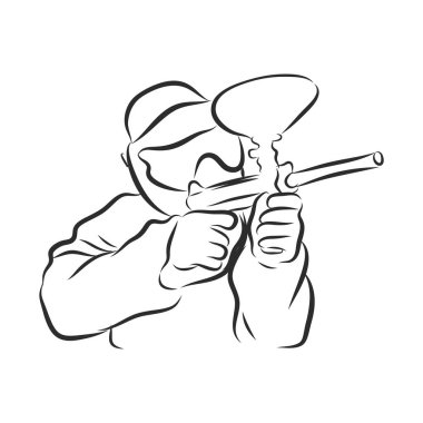 Paintball oyuncusunun resmi. Extreme Sport geçmişi. çizim vektörü