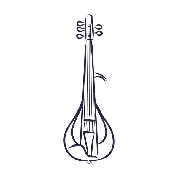 Vector Drawn Violin Isolated White Background — Stock Vector