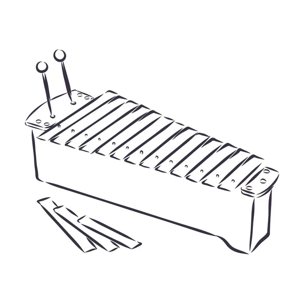 Handgetekend Schets Cartoon Illustratie Van Xylofoon — Stockvector
