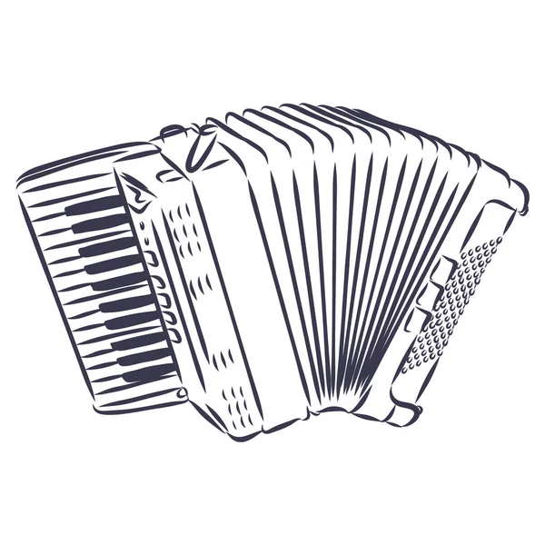 Accordeon Muziekinstrument Doodle Stijl Schets Illustratie Hand Getekend Vector — Stockvector