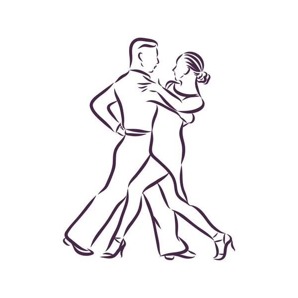 Boceto Hecho Mano Bailarines Tango Ilustración Vectorial Utilizar Para Carteles — Archivo Imágenes Vectoriales