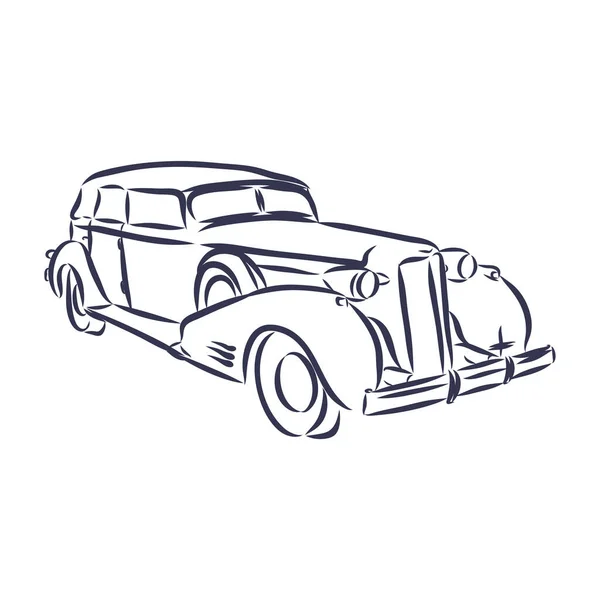 Esbozo Coche Retro Para Diseño Ilustración Vectorial — Vector de stock