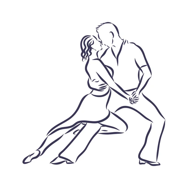 Boceto Hecho Mano Bailarines Tango Ilustración Vectorial Utilizar Para Carteles — Archivo Imágenes Vectoriales