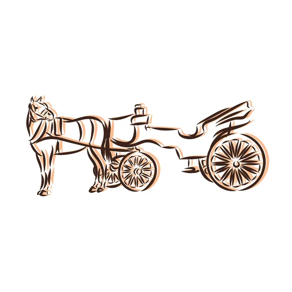 手描き馬車スケッチ白い背景に隔離されたシンボル トレンドスタイルの結婚式の要素のベクトル スケッチスタイルでの結婚式の馬車 — ストックベクタ