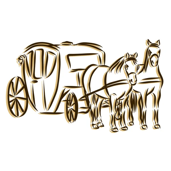 Desenhado Mão Carriage Sketch Symbol Isolado Fundo Branco Vetor Elementos — Vetor de Stock