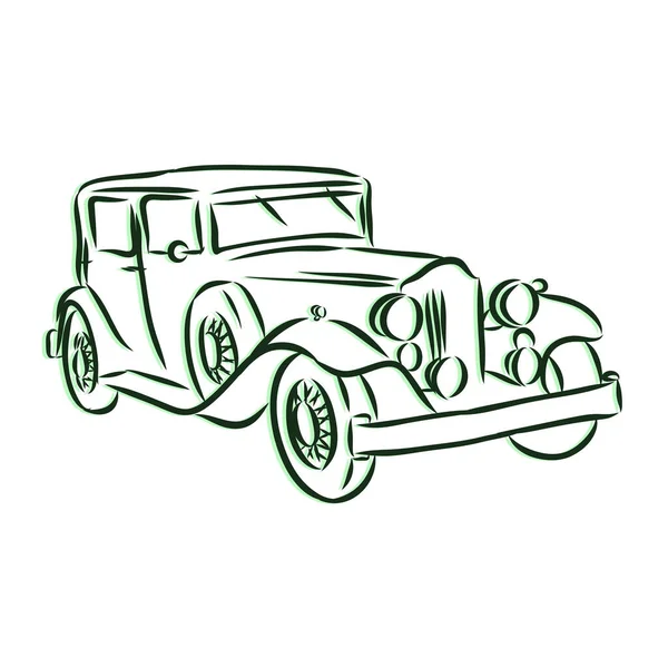 复古汽车草图为您的设计 矢量说明 — 图库矢量图片