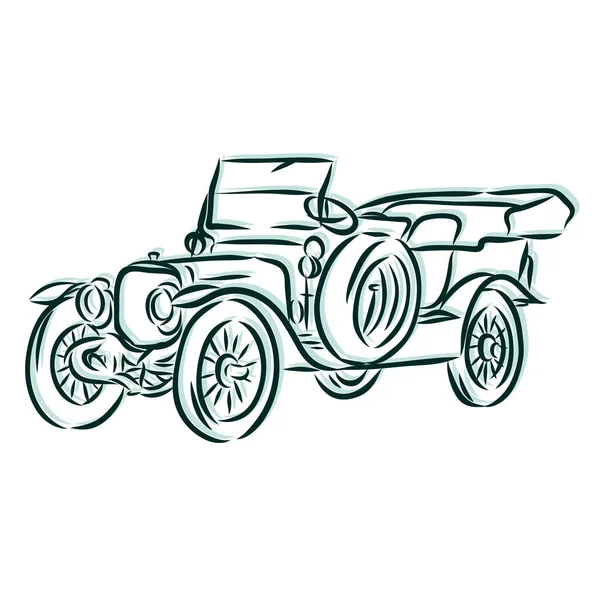Tasarımınız Için Eski Araba Taslağı Vektör Illüstrasyonu — Stok Vektör