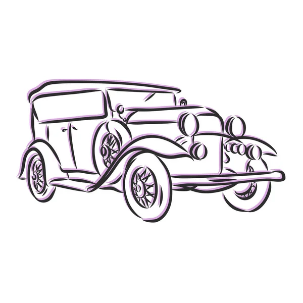 Esbozo Coche Retro Para Diseño Ilustración Vectorial — Vector de stock