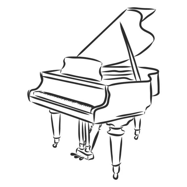 Illustration Vectorielle Instrument Musique Pour Piano Croquis Gribouillé Noir Blanc — Image vectorielle