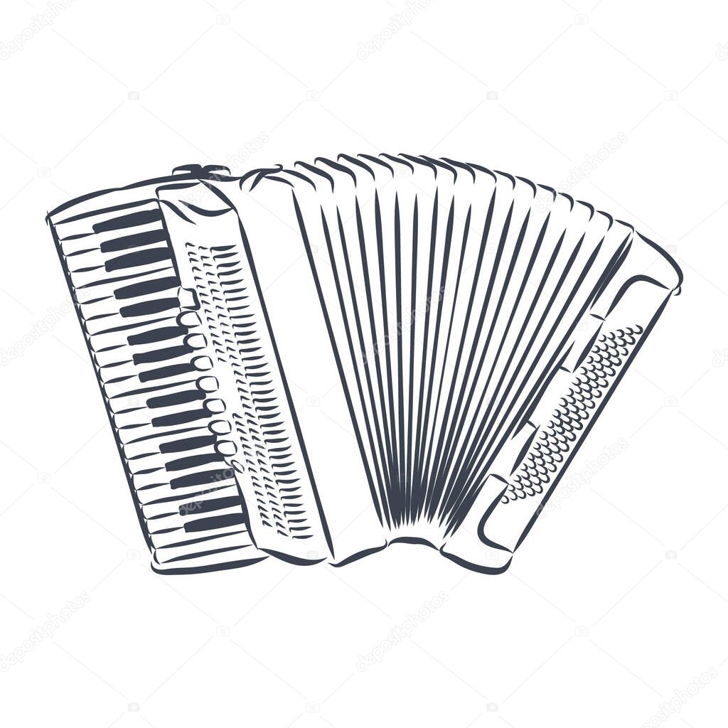 Accordion Musical instrument doodle style sketch illustration hand drawn vector