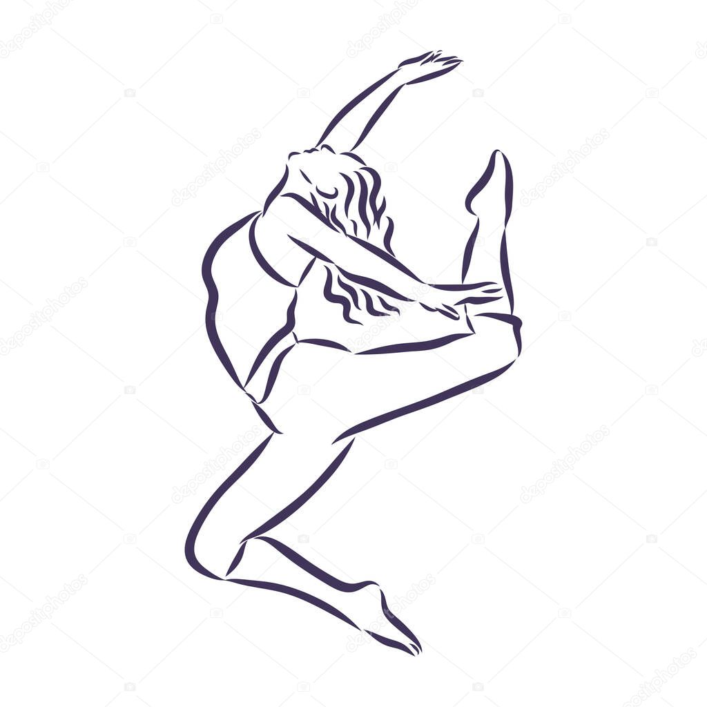 Latin American dances , vector, sketch, male and female , dancers, couple