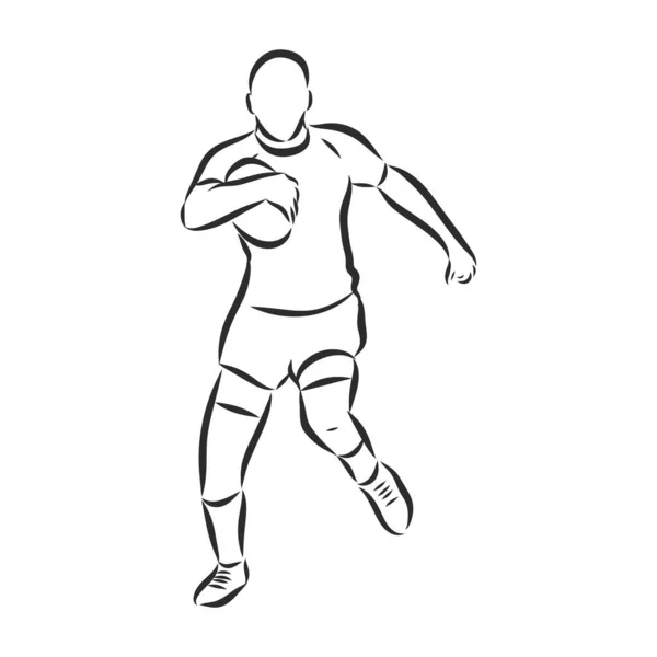 Football Américain Rugby Player Contour Sketch Vectoriel — Image vectorielle