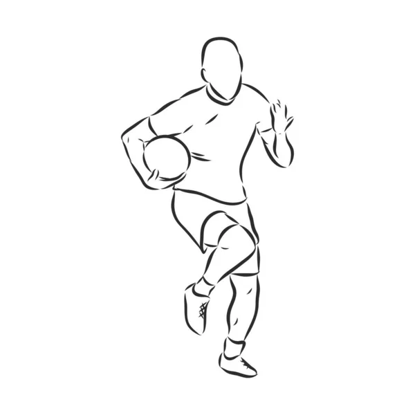 Football Américain Rugby Player Contour Sketch Vectoriel — Image vectorielle