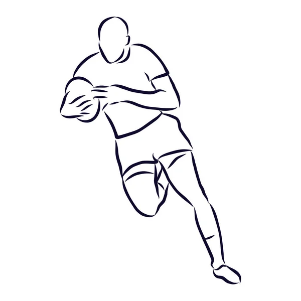 Football Américain Rugby Player Contour Sketch Vectoriel — Image vectorielle