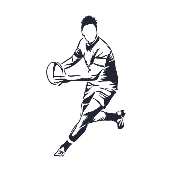 Football Américain Rugby Player Contour Sketch Vectoriel — Image vectorielle