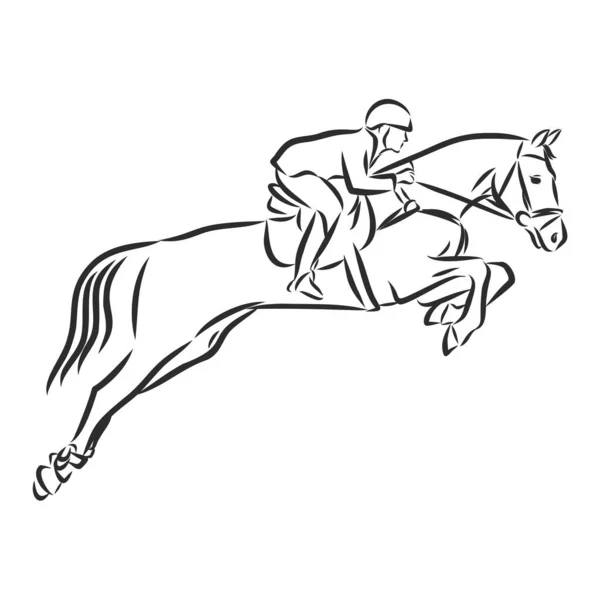 Vector Illustration Racing Horse Jockey — Stock Vector
