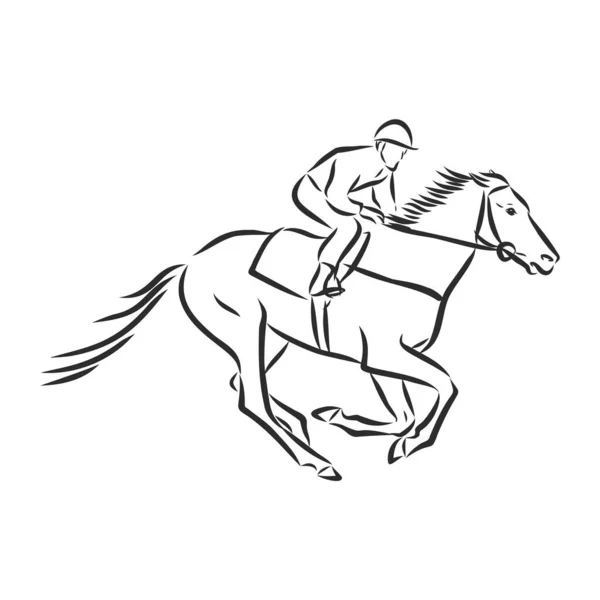Ilustração Vetorial Cavalo Corrida Jóquei —  Vetores de Stock