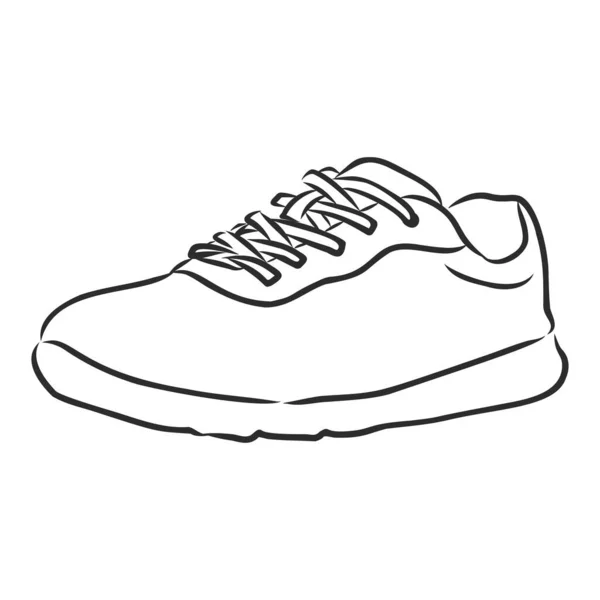 Sneakers Disegno Contorno Linee Nere Scarpe Sportive Sfondo Bianco — Vettoriale Stock