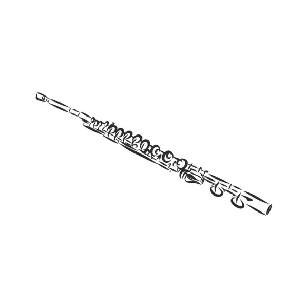 Flötenillustration Zeichnung Stich Tusche Linienzeichnung Vektor — Stockvektor