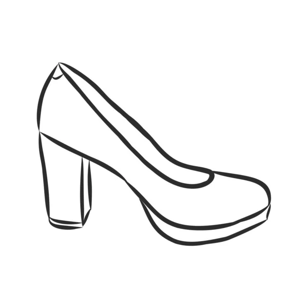 Vector Ilustración Dibujada Mano Mujer Zapato Bosquejo Icono Aislado Sobre — Vector de stock