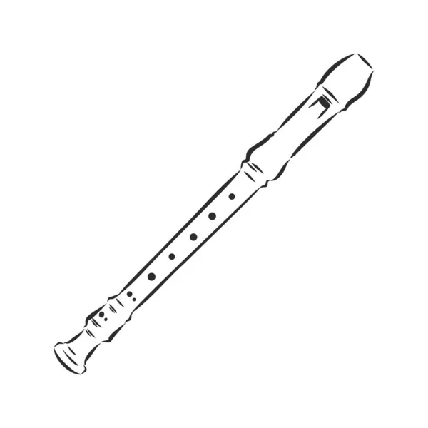 Illustration Flûte Dessin Gravure Encre Dessin Linéaire Vecteur — Image vectorielle