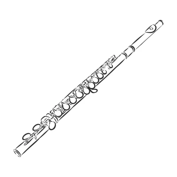 Flauta Ilustración Dibujo Grabado Tinta Arte Línea Vector — Vector de stock