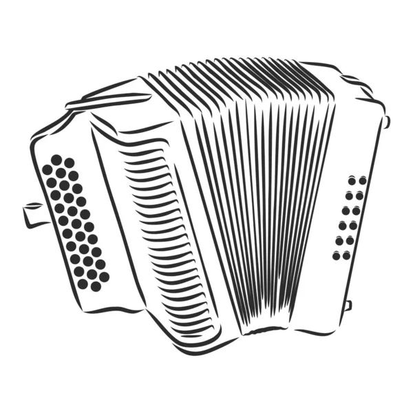 Accordion Musical Instrument Doodle Style Sketch Illustration Hand Drawn Vector — 스톡 벡터