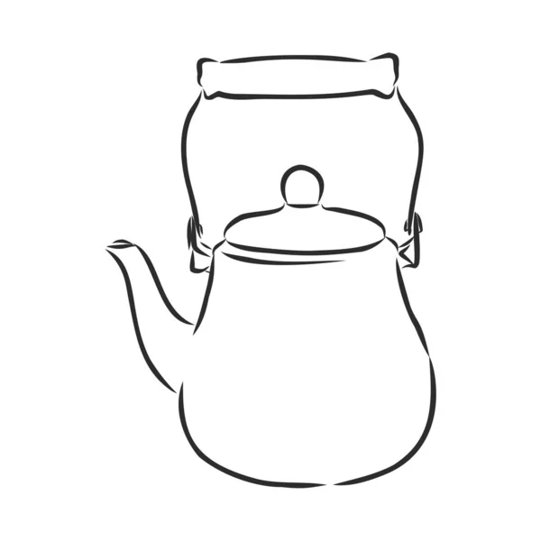 Kettle Vector Sketch Icon Isolated Background Hand Drawn Kettle Icon — Stock Vector