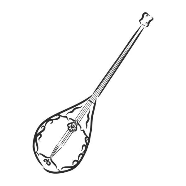 Dombra Boceto Instrumento Musical Ilustración Vector Contorno — Vector de stock