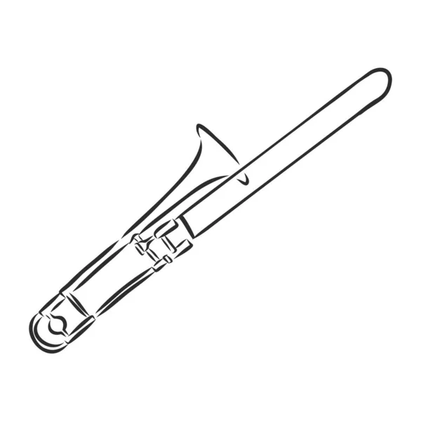 Musikal Vind Jazz Instrument Trombon Vektor Illustration Klassisk Trumpet Klotter — Stock vektor
