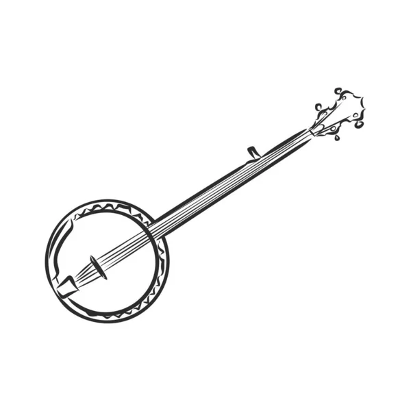 Handgezeichnetes Banjo Sketch Symbol Vektor Saiteninstrument Element Trendigen Stil — Stockvektor