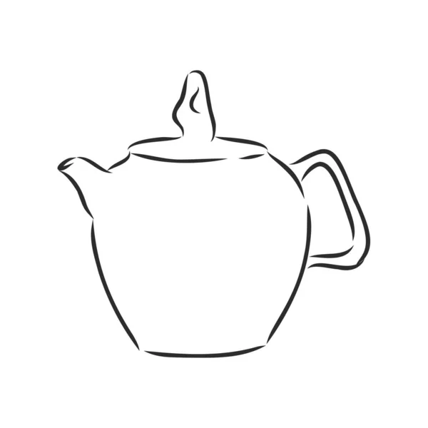 Hand Drawn Sketch Vector Teapot Hand Drawn Kettles Teapots Isolated — Stock Vector