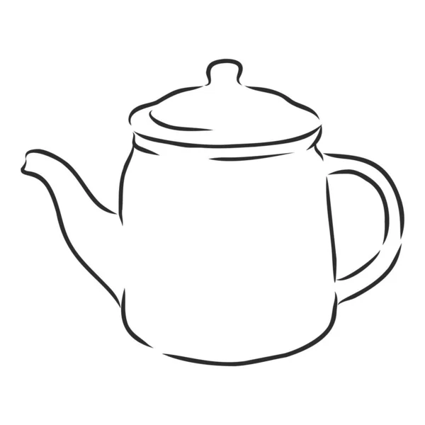 Handgezeichnete Skizze Vektor Teekanne Handgezeichnete Wasserkocher Teekannen Auf Isoliertem Hintergrund — Stockvektor