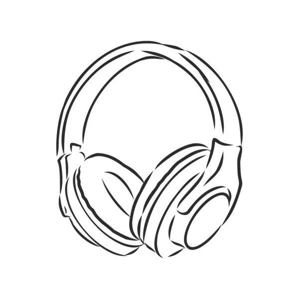 Hand Drawn Headphones Sketch Music Vector Illustration — Stock Vector