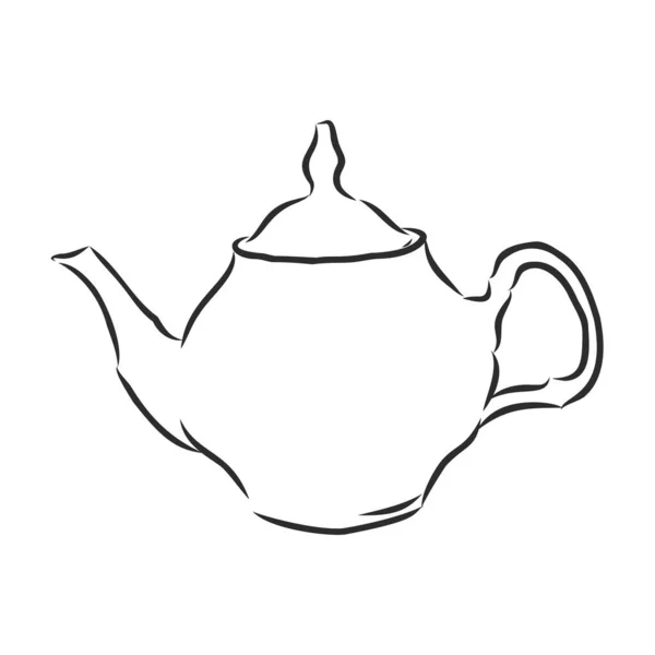 Hand Drawn Sketch Vector Teapot Hand Drawn Kettles Teapots Isolated — Stock Vector