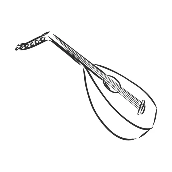 Luta Musikinstrument Skiss Kontur Vektor Illustration — Stock vektor