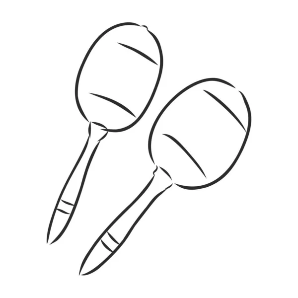 Handgetekend Maracas Schets Symbool Vector Rammelaar Element Trendy Stijl — Stockvector