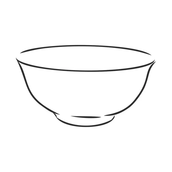 Schets Een Schaal Bowl Geïsoleerd Witte Achtergrond Vector — Stockvector