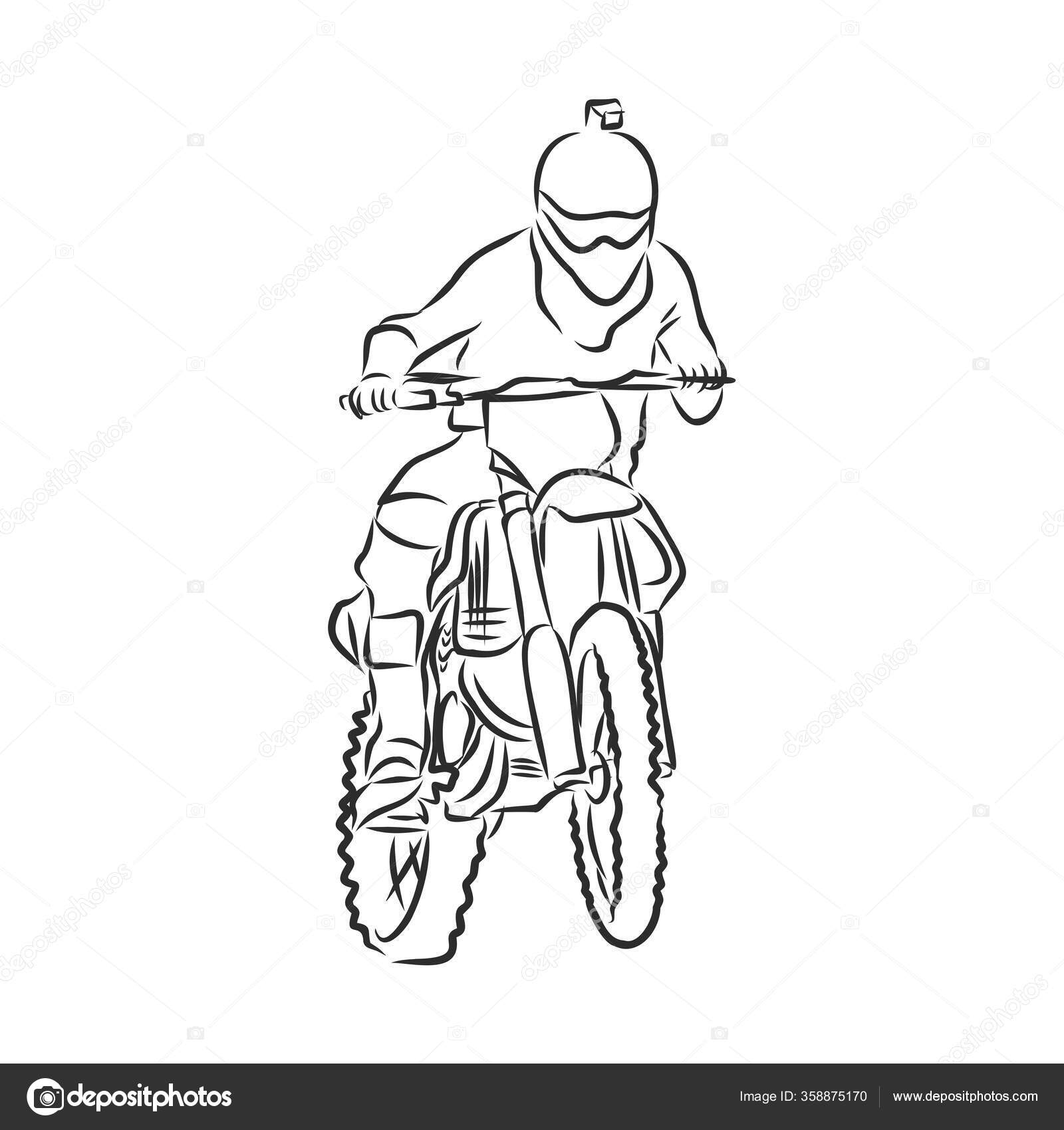 Desenho de ilustração vetorial desenhada à mão para moto de motocross