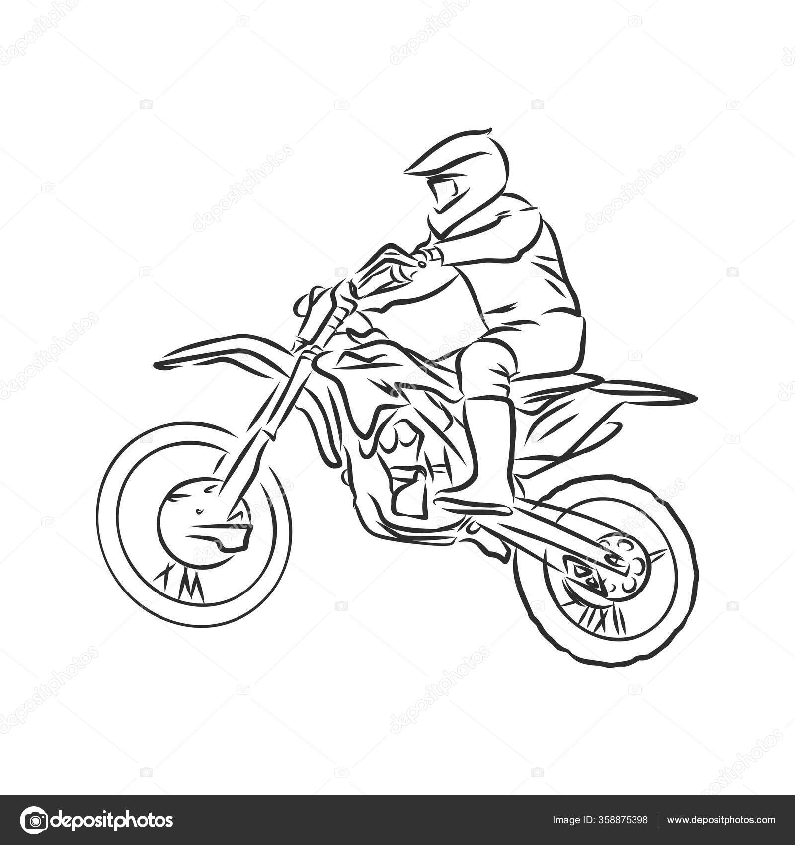 Motocross Motorbike Hand Drawn Vector Illustration Stock Vector by ©Elalalala.yandex.ru 358875398