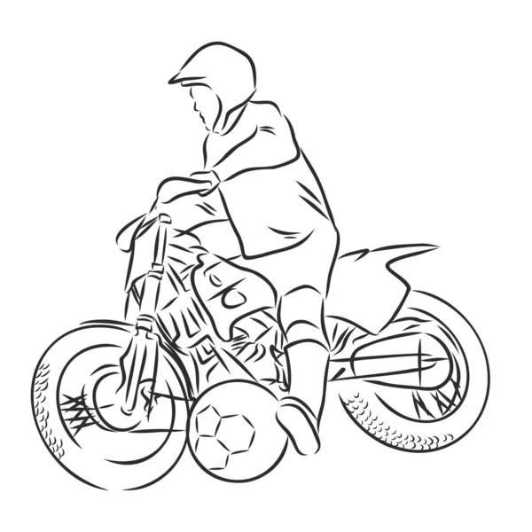 Motorrijder Contourvector Illustratie Schets — Stockvector