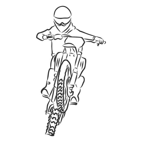 Motocross Moto Mano Dibujado Vector Ilustración — Vector de stock