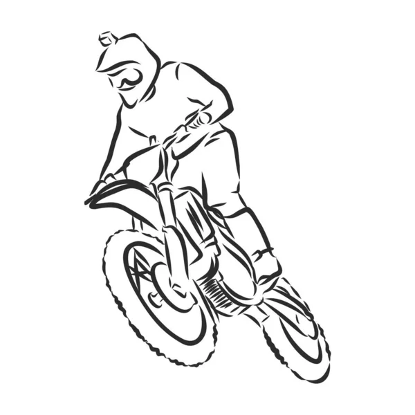 Motocross Moto Disegnato Mano Vettoriale Illustrazione — Vettoriale Stock