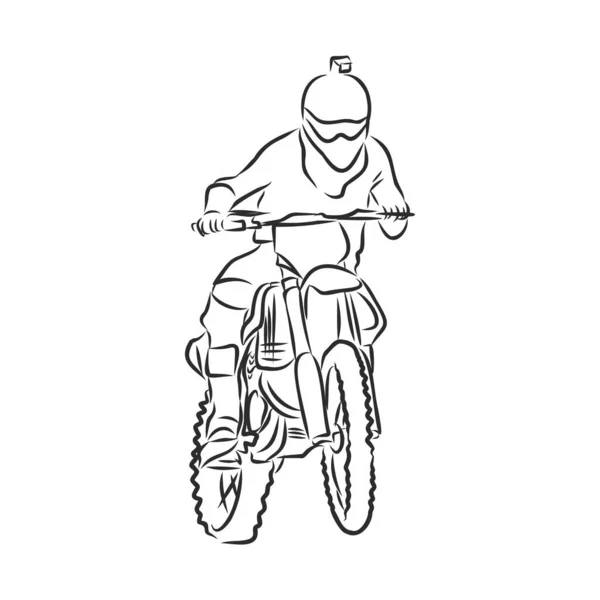Motorcross Motorfiets Hand Getrokken Vector Illustratie — Stockvector