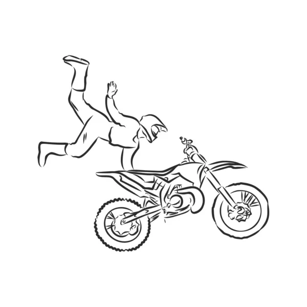 Motocross Moto Disegnato Mano Vettoriale Illustrazione — Vettoriale Stock