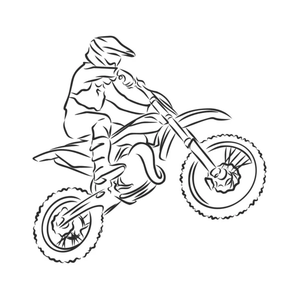 Motocross Moto Mano Dibujado Vector Ilustración — Vector de stock